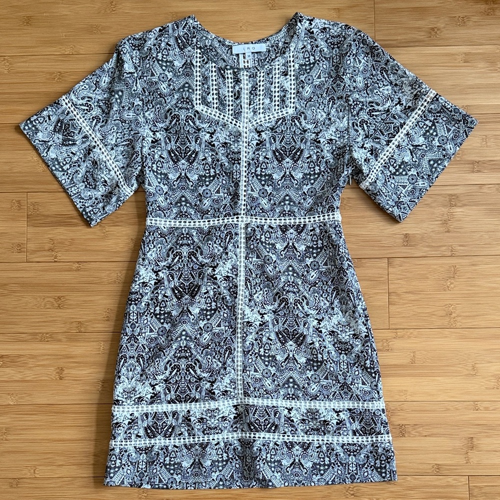IRO Black and White Intricate Mini Dress